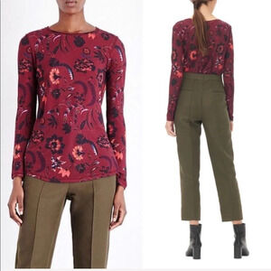 NWOT Sandro Cherry Long Sleeve Cotton Jersey Top Casual Women’s Small